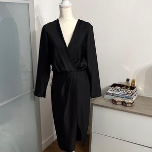 River Island Black Long Sleeve Wrap Dress